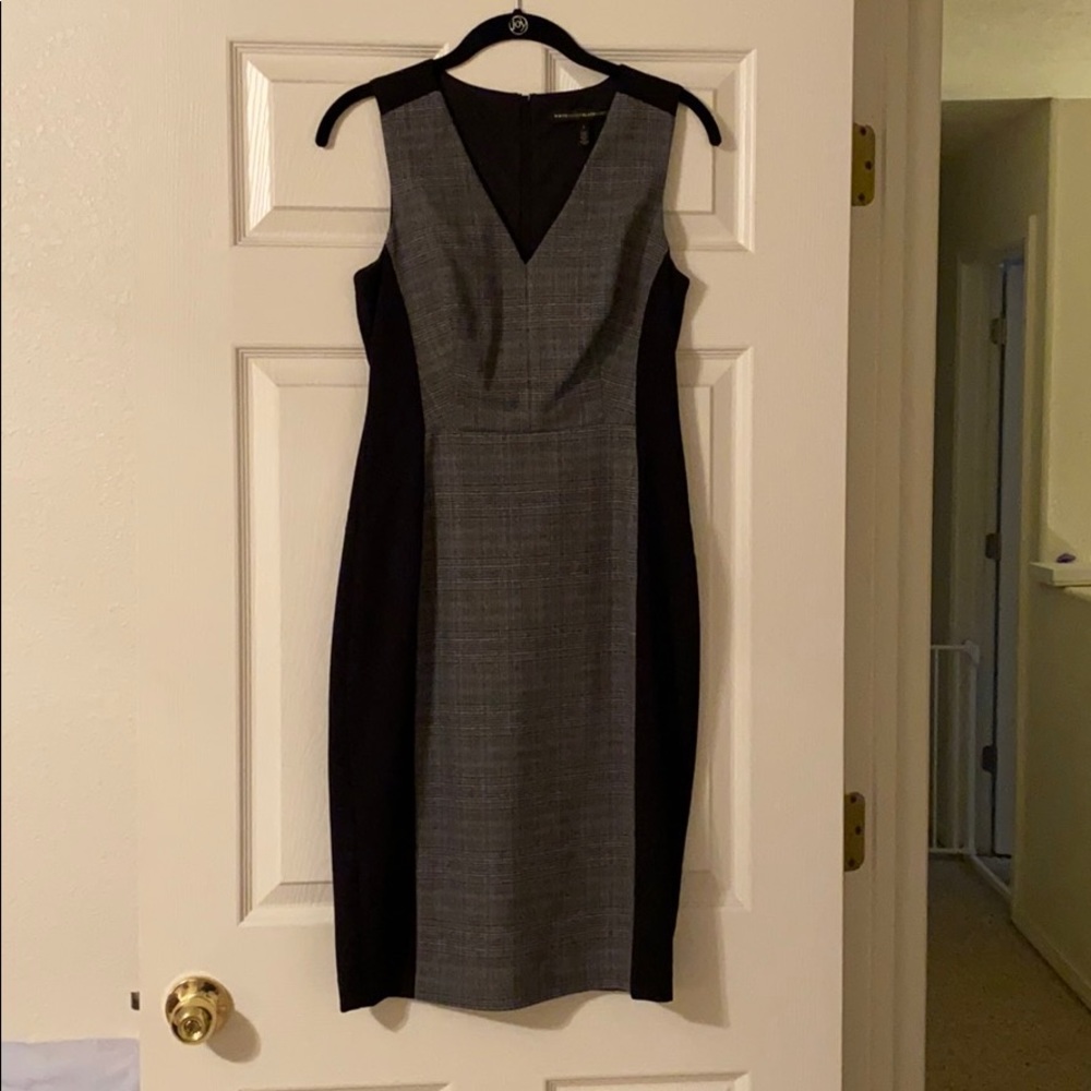 White House Black Market sheath dress bk/plaid sz2